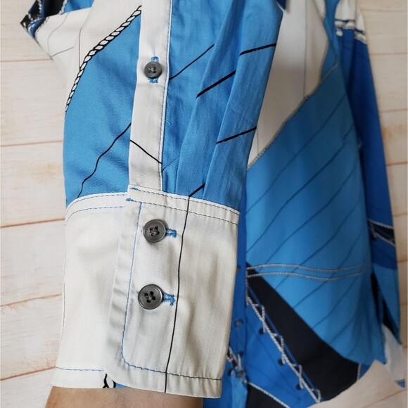 J. Crew Tailored Slim Cotton Poplin Shirt Nautical Italy Ratti Regatta Size 8 - Picture 4 of 14